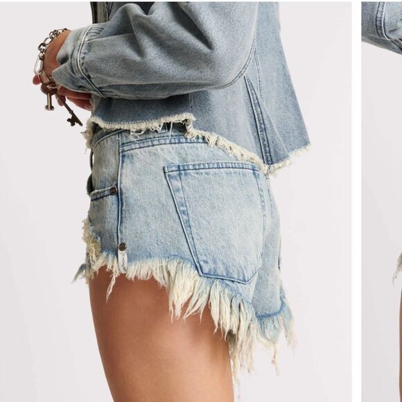 One Teaspoon 29 SALTY DOG BONITAS LOW WAIST DENIM SHORT - Picture 2 of 8